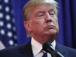BIRCH RUN, MI - AUGUST 11:  Republican presidential candidate Donald Trump speaks at a press conference before delivering the keynote address at the Genesee and Saginaw Republican Party Lincoln Day Event August 11, 2015 in Birch Run, Michigan. This is Trump's first campaign event since his Republican debate last week. (Photo by Bill Pugliano/Getty Images)