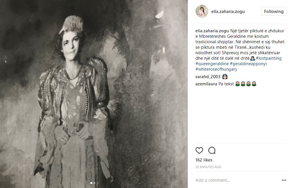 2017-07-06 16_40_19-Elia Z on Instagram_ “Një tjetër pikturë e zhdukur e Mbretëreshës Geraldine me k