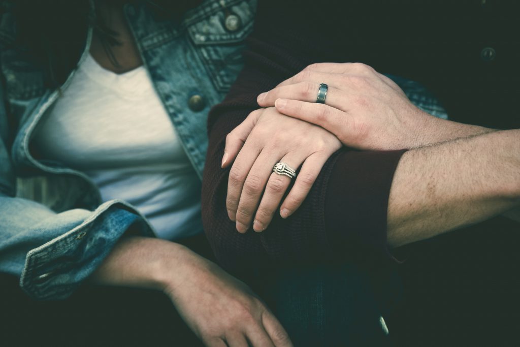 man-and-woman-couple-wearing-their-silver-couple-bond-ring-121848