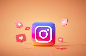 3D Instagram application logo background. Instagram social media platform.
