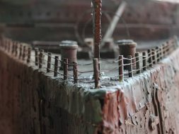 A model of the wrecked Titanic