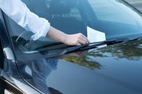 Parking violation ticket fine on the windshield
