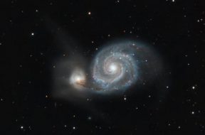 The Whirlpool Galaxy from my backyard. Also known as Messier 51a, M51a, and NGC 5194, is an interacting grand-design spiral galaxy.