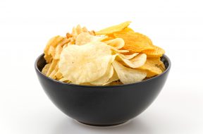 potato chips on white background