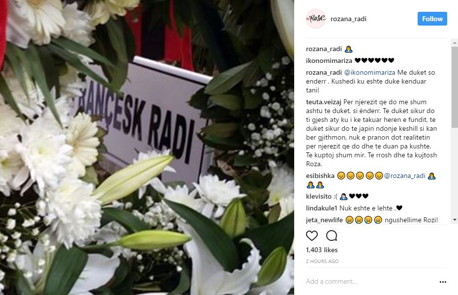Rozana Radi shpërndan foto nga varrezat: ‘Më duket si ëndërr…’ – ArkivaNews