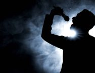 Singer singing silhouette
